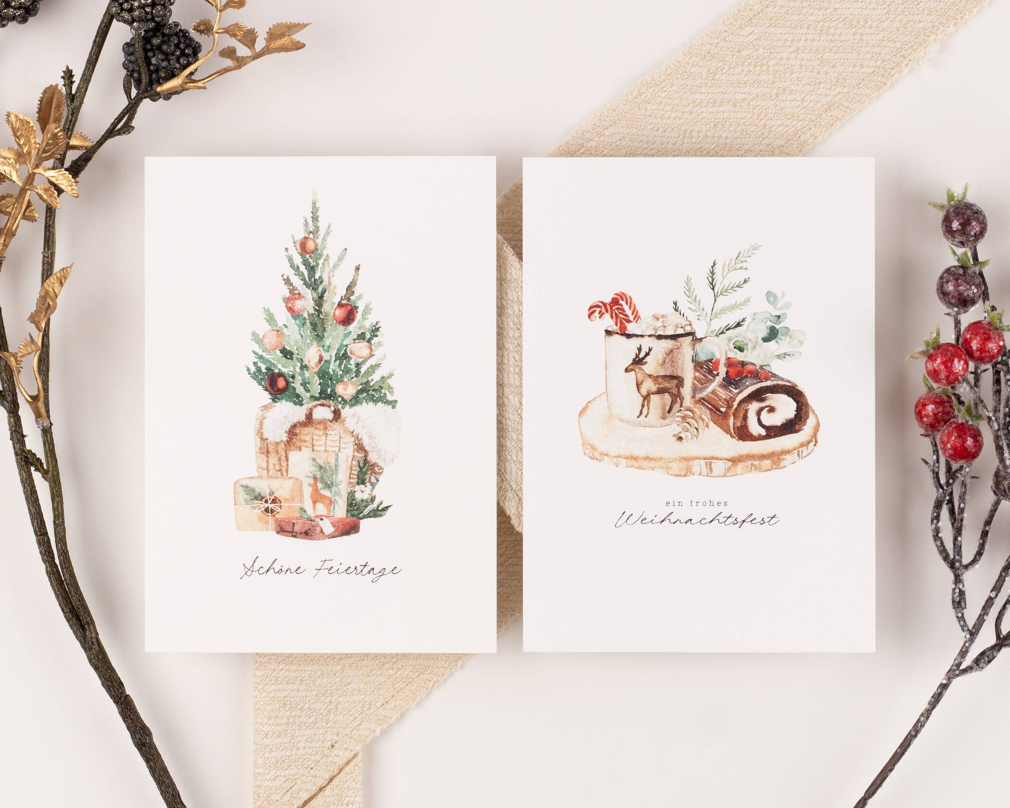 10 Weihnachtskarten Cozy Christmas Set, Strukturpapier (DE)