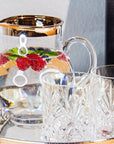 Krug "Olivia" mundgeblasenes Kristallglas mit Platinrand,17 cm