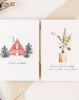 10 Weihnachtskarten Boho Aquarell Set, Strukturpapier (DE)