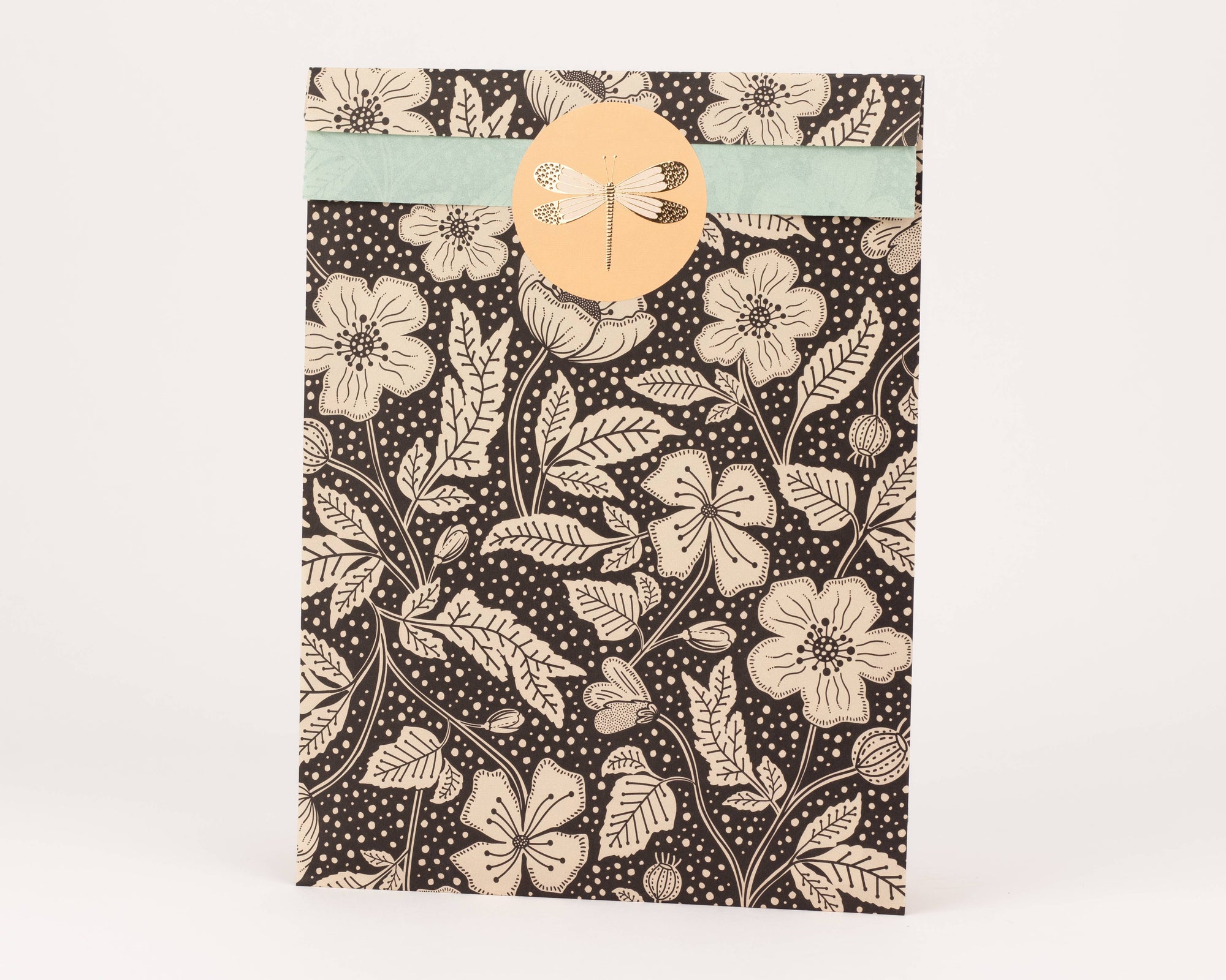 Papiertüten Mohnblüten, Schwarz / Minze