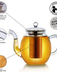 Glasteekanne (1,0l) mit zwei Erblüh-Teeblumen
