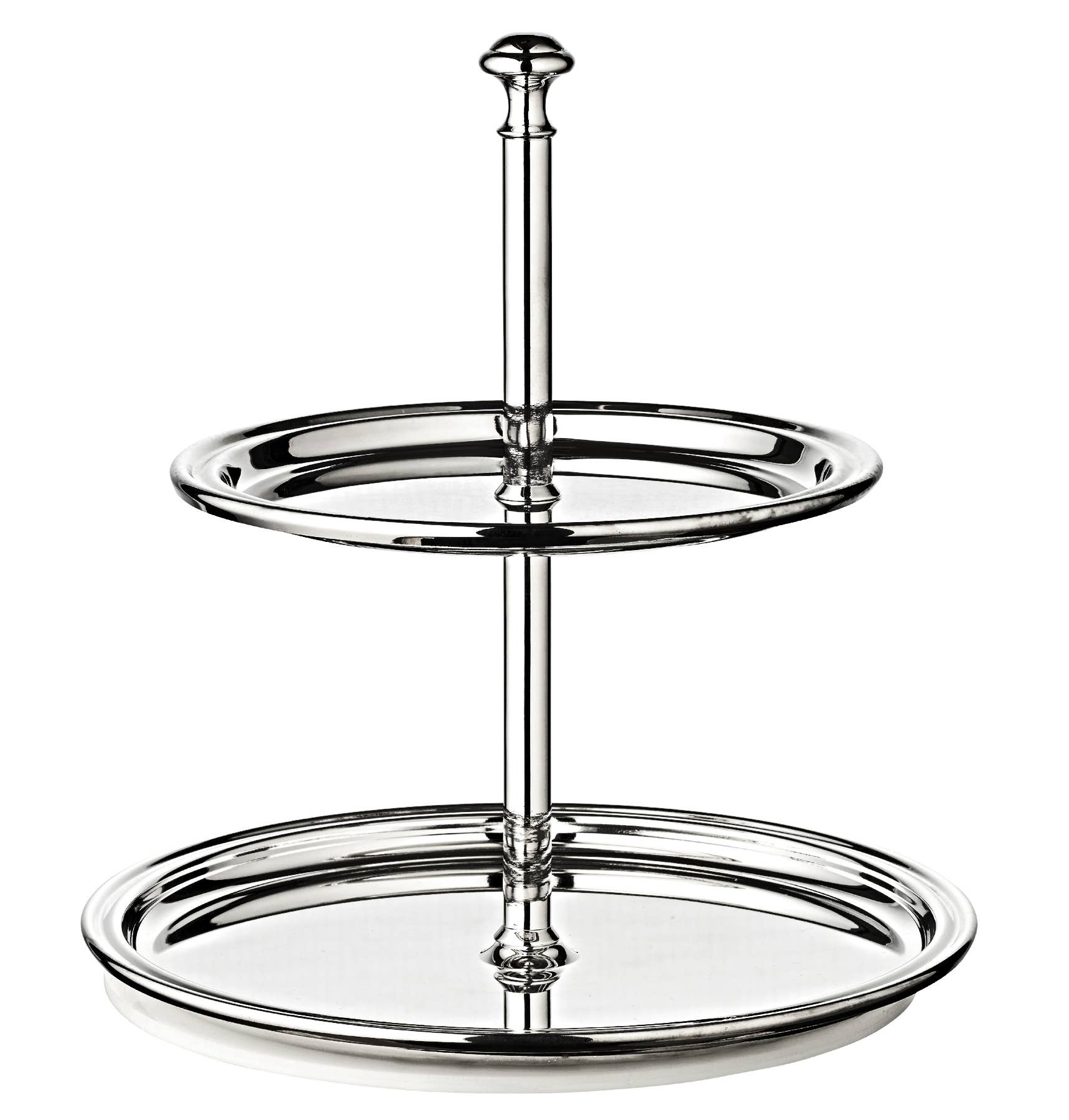 Etagere mit 2 Ebenen, rund, Fadenrand,Höhe 22 cm