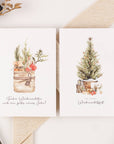 10 Weihnachtskarten Boho Aquarell Set, Strukturpapier (DE)