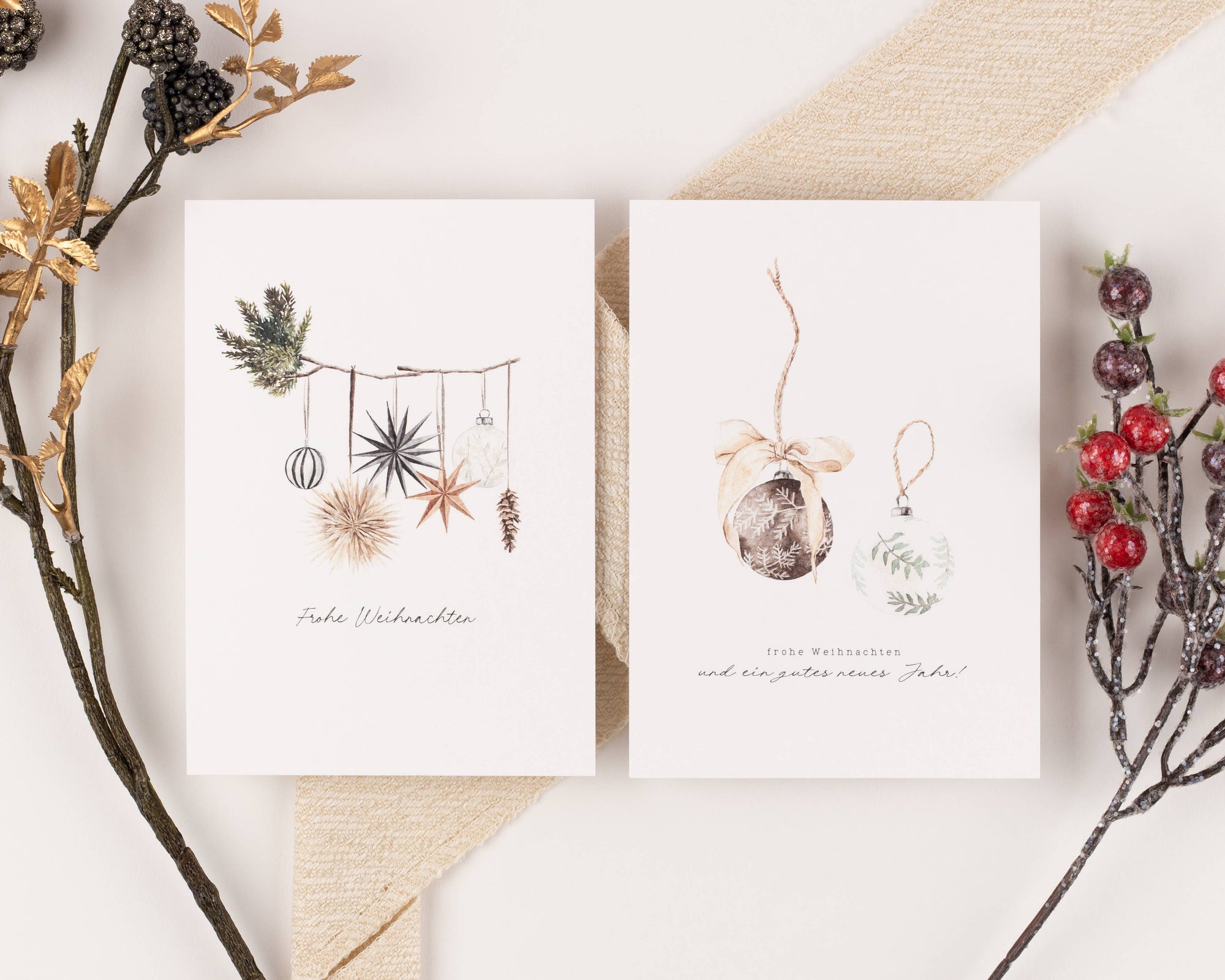 10 Weihnachtskarten Hygge Weihnachten Set, Strukturpapier