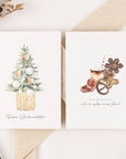 10 Weihnachtskarten Boho Aquarell Set, Strukturpapier (DE)