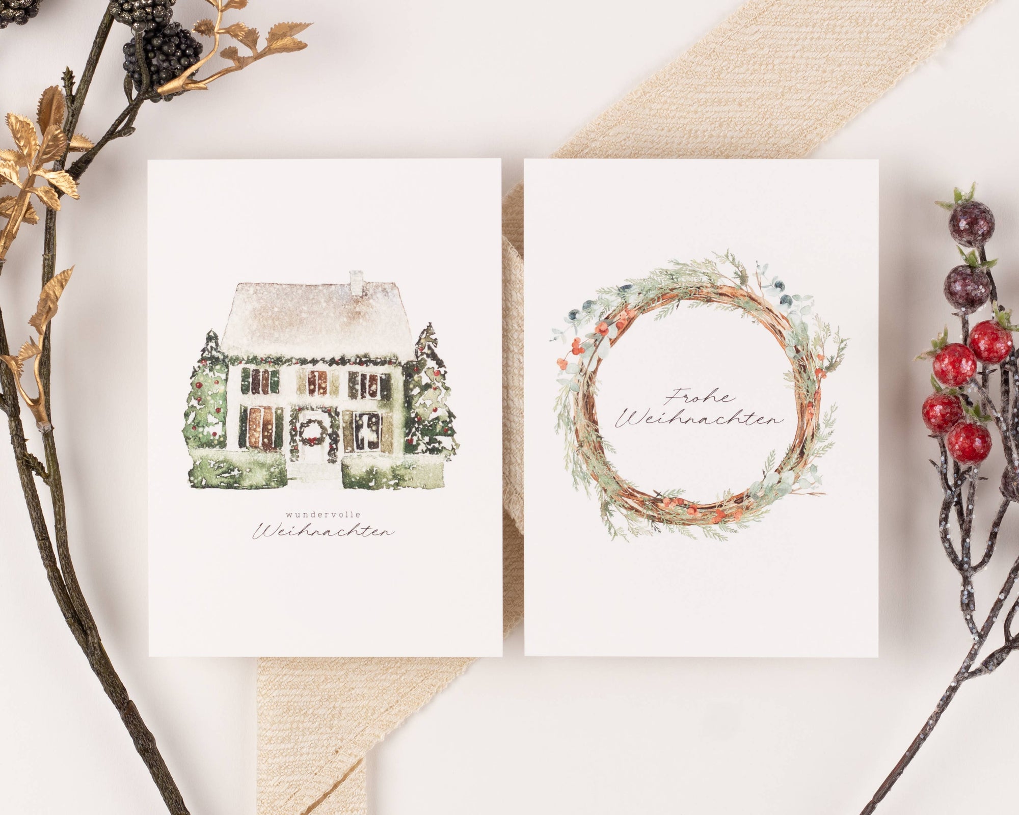 10 Weihnachtskarten Cozy Christmas Set, Strukturpapier (DE)