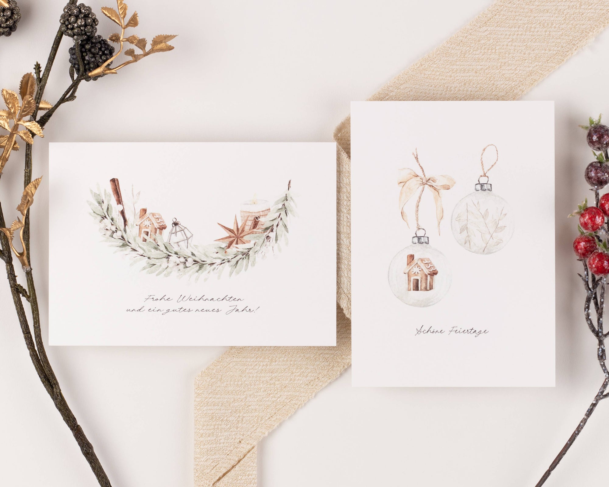 10 Weihnachtskarten Hygge Weihnachten Set, Strukturpapier