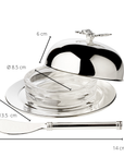 Butterglocke "Butterfly", mit Glasschale und Deckel, edel versilbert