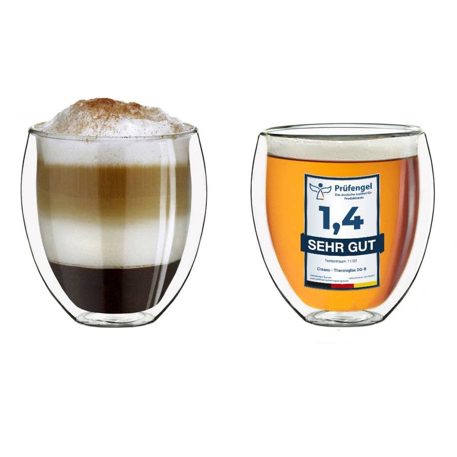 Thermoglas doppelwandig bauchig 250ml; 2er Set