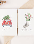 10 Weihnachtskarten Boho Aquarell Set, Strukturpapier (DE)