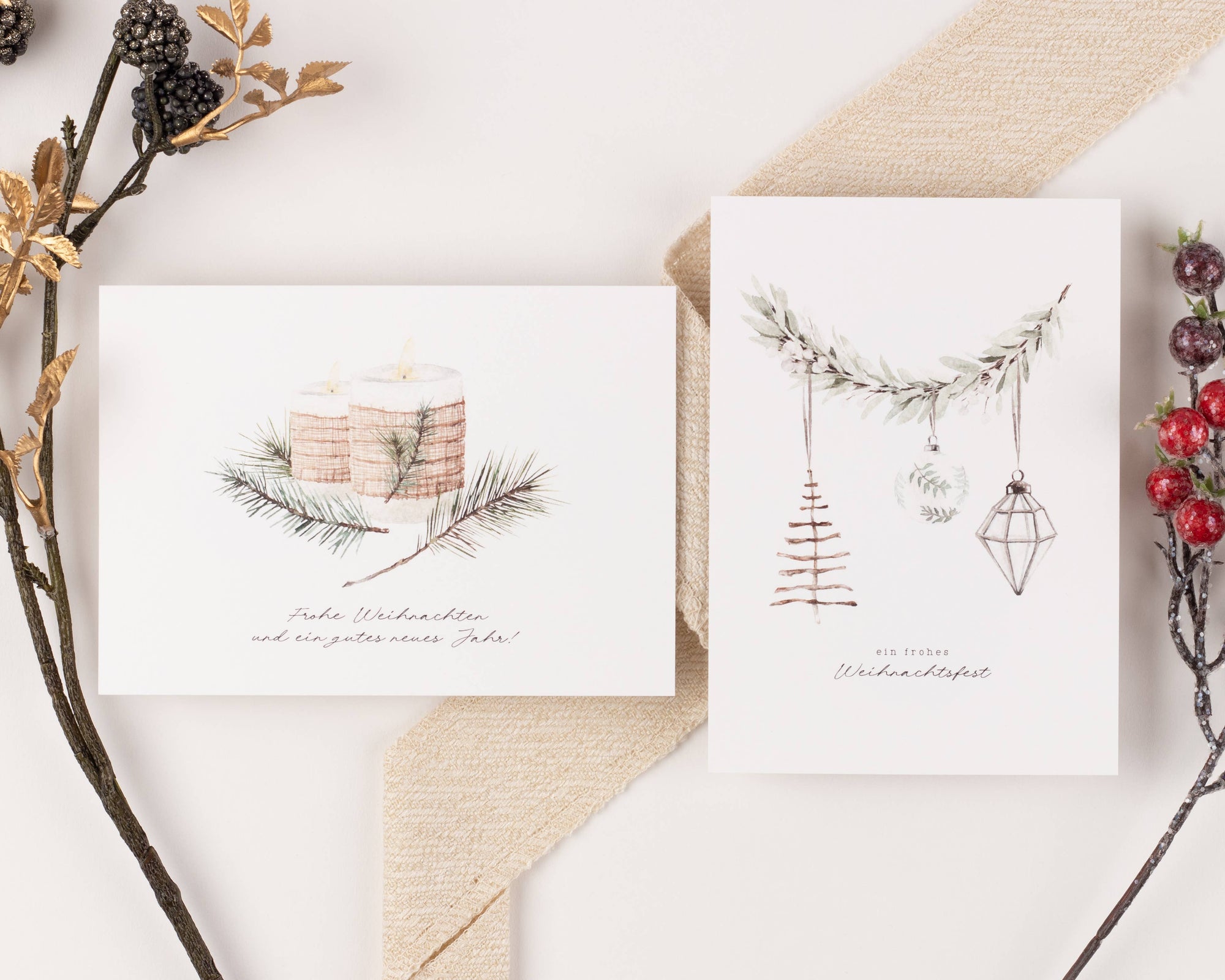 10 Weihnachtskarten Hygge Weihnachten Set, Strukturpapier