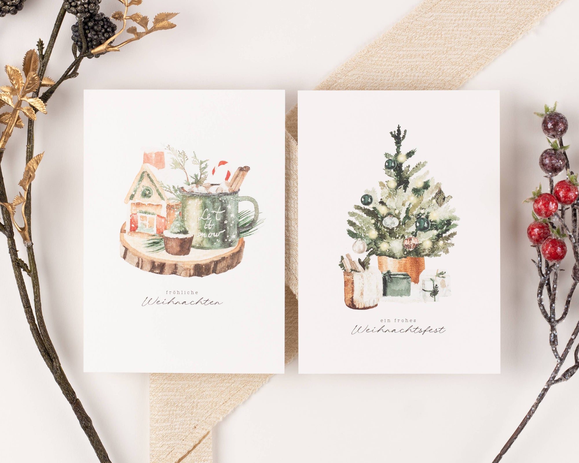 10 Weihnachtskarten Cozy Christmas Set, Strukturpapier (DE)