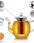 Glasteekanne (1,0l) mit zwei Erblüh-Teeblumen