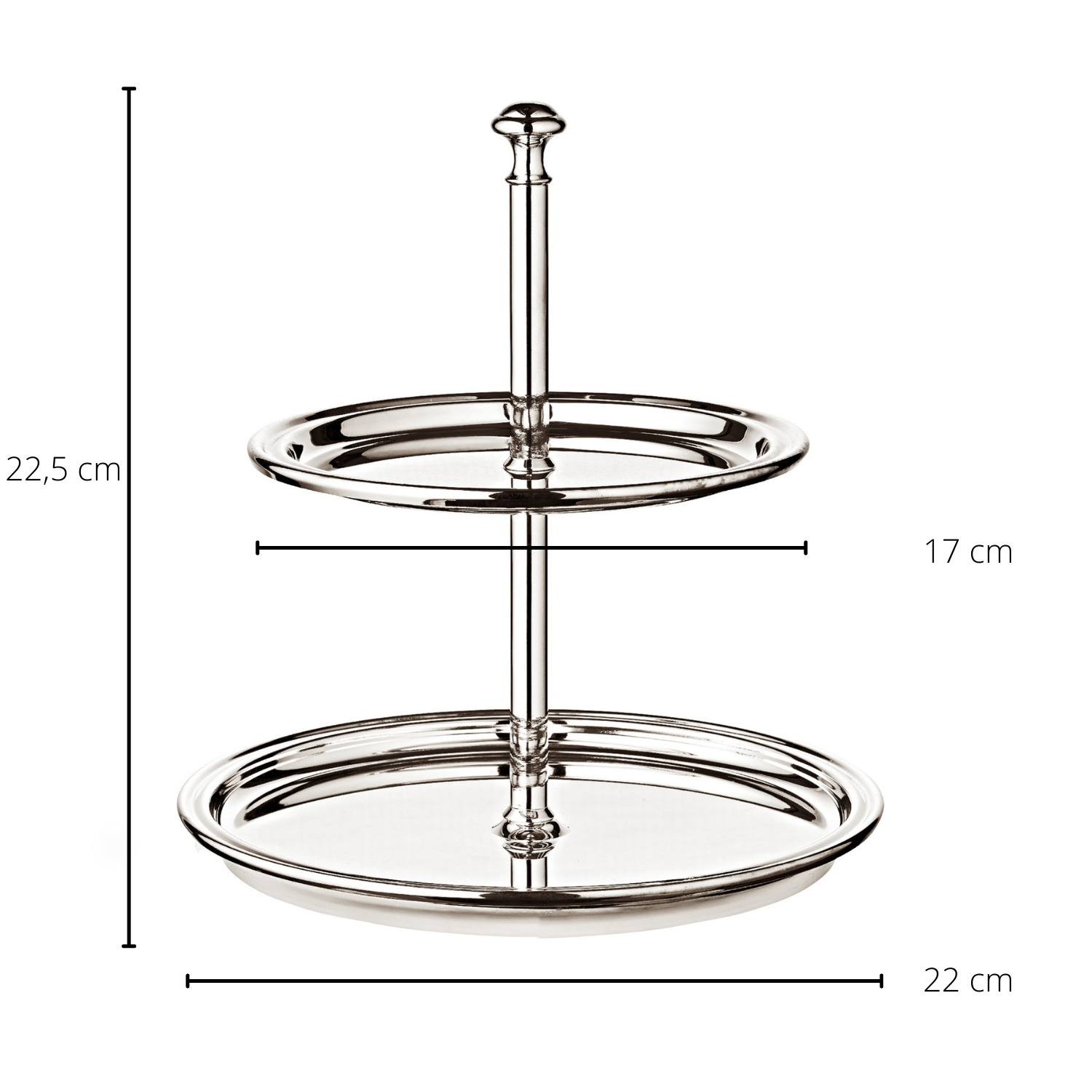 Etagere mit 2 Ebenen, rund, Fadenrand,Höhe 22 cm