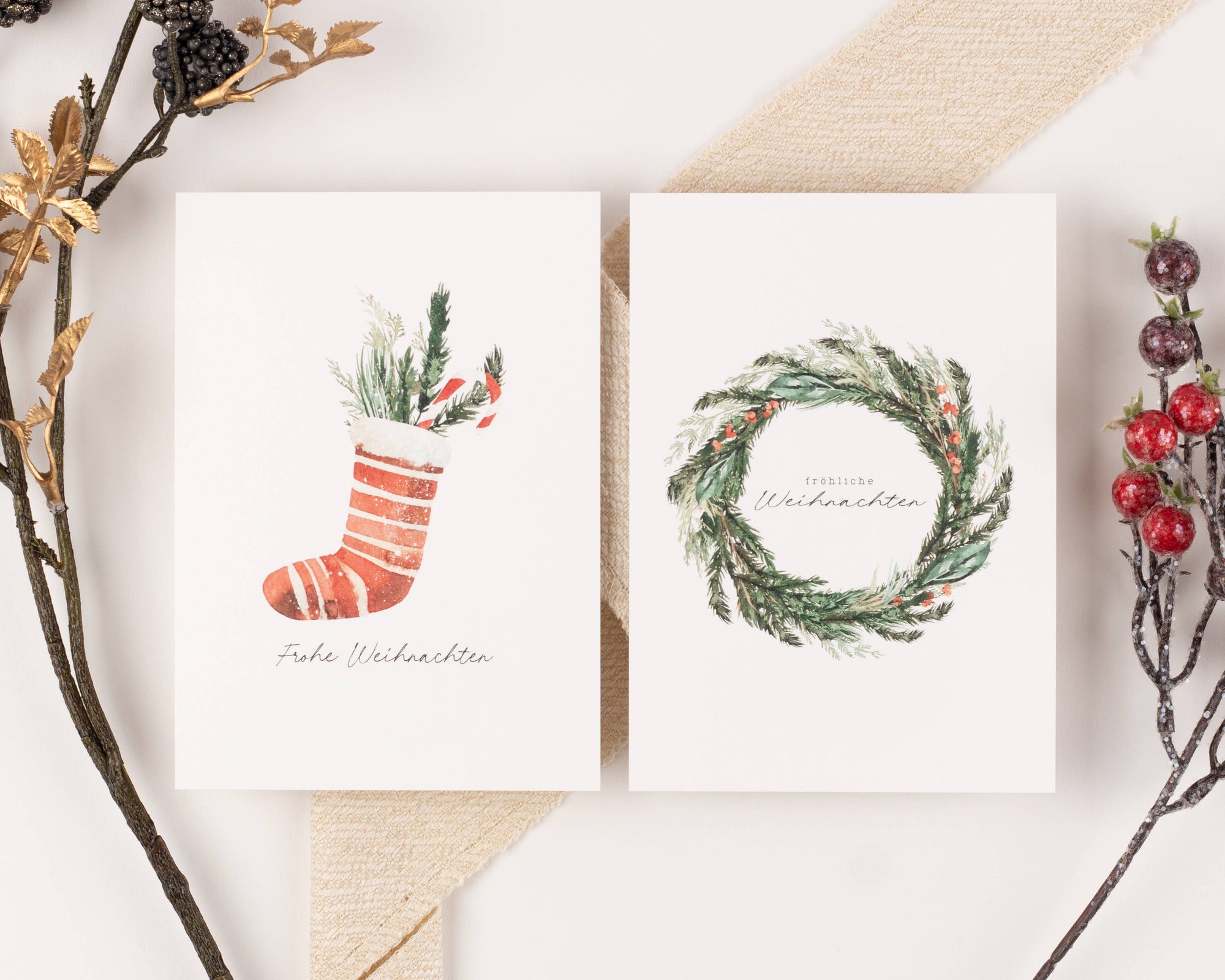 10 Weihnachtskarten Cozy Christmas Set, Strukturpapier (DE)