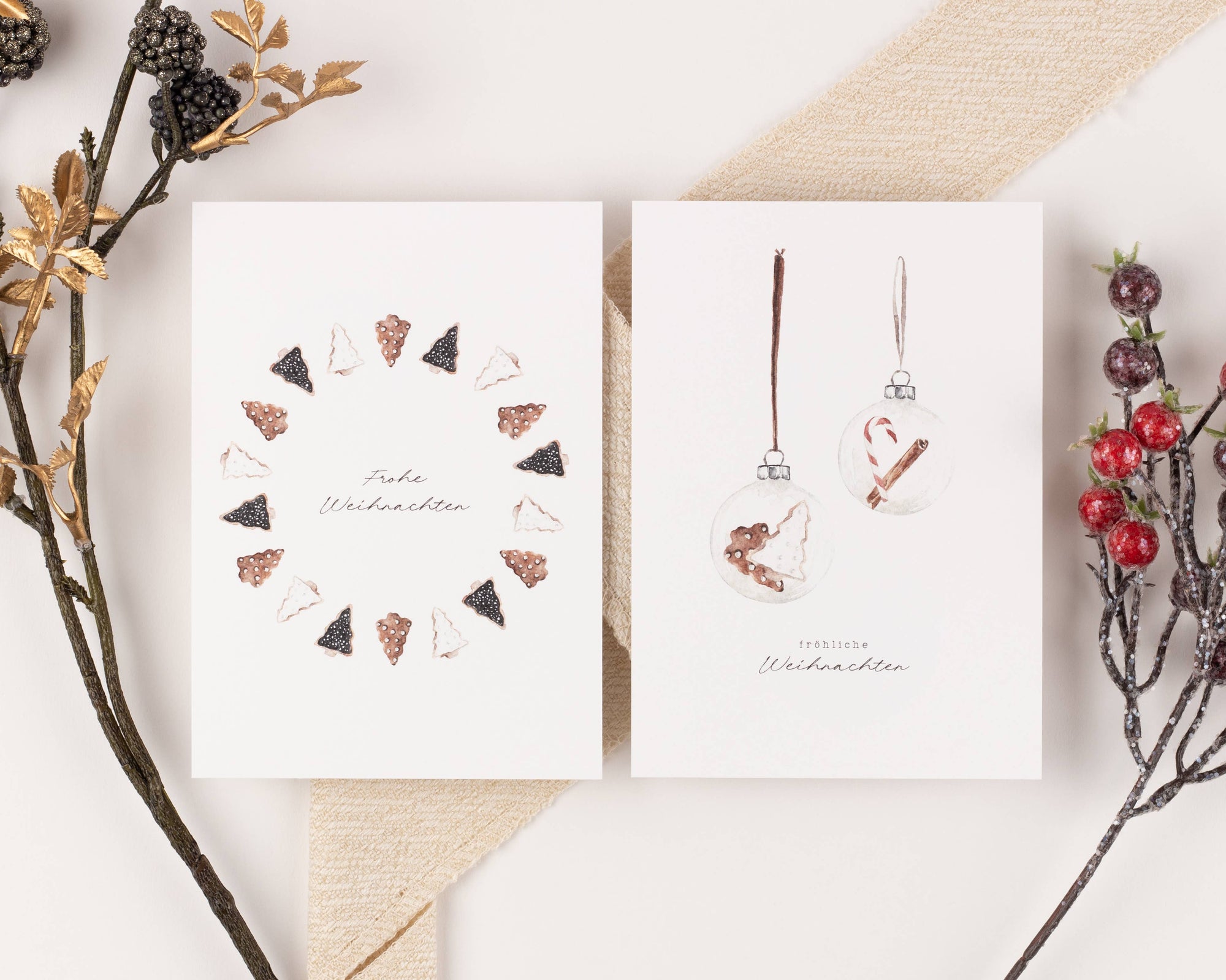 10 Weihnachtskarten Hygge Weihnachten Set, Strukturpapier