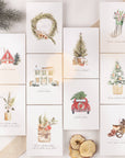 10 Weihnachtskarten Boho Aquarell Set, Strukturpapier (DE)