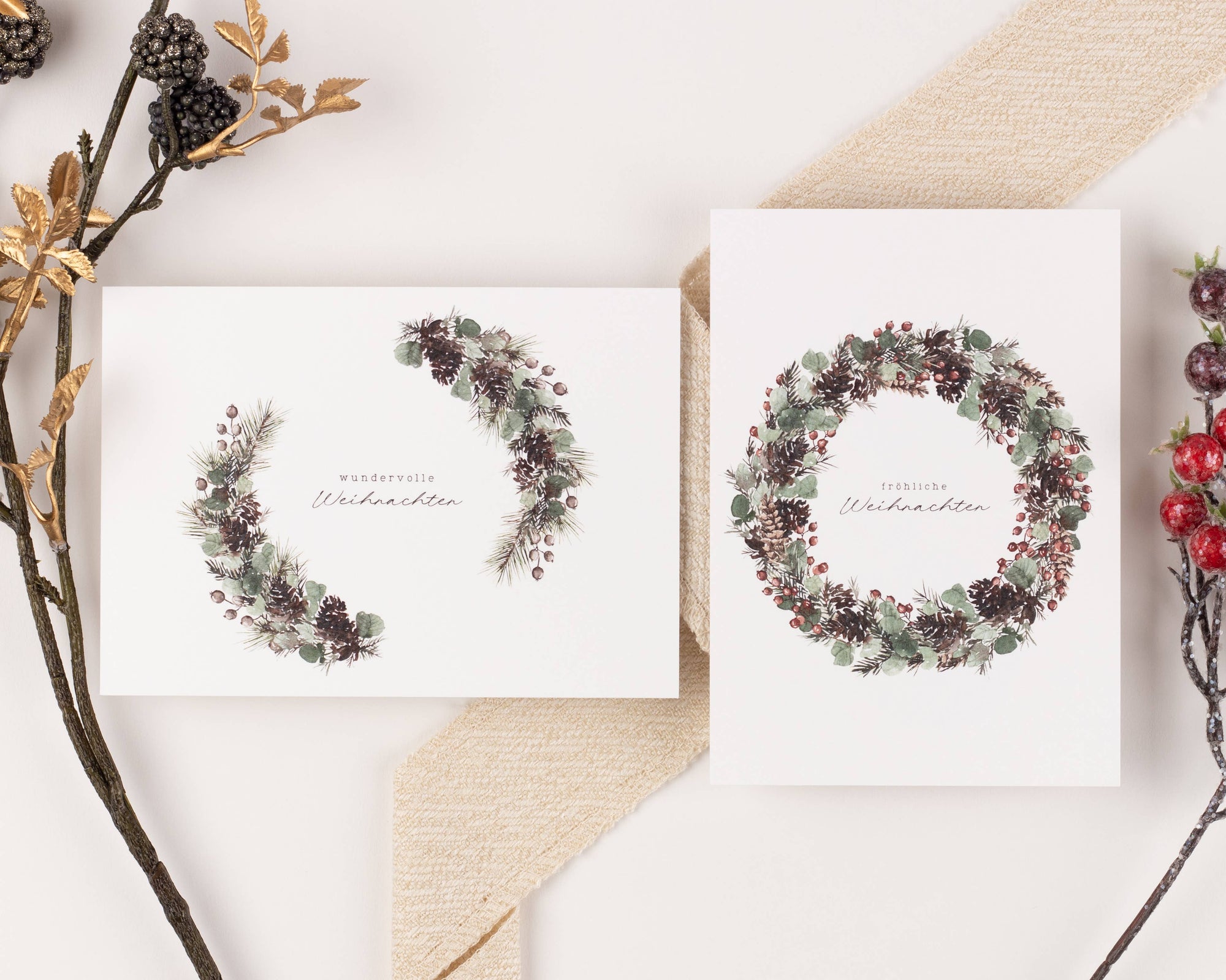 10 Weihnachtskarten Hygge Weihnachten Set, Strukturpapier