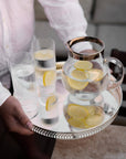 Krug "Olivia" mundgeblasenes Kristallglas mit Platinrand,17 cm
