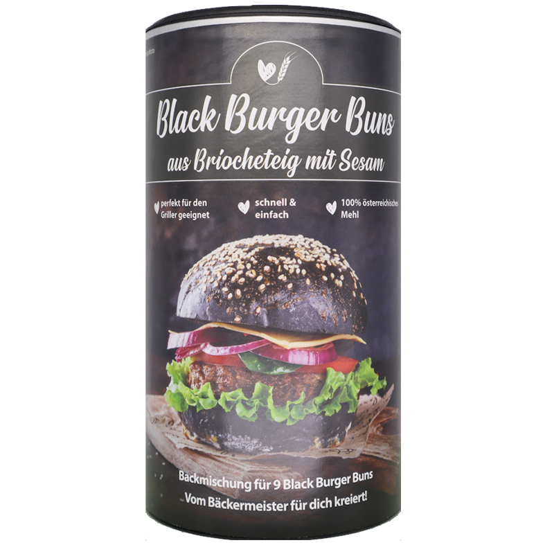 Backmischung "Black Burger Buns" aus Briocheteig mit Sesam