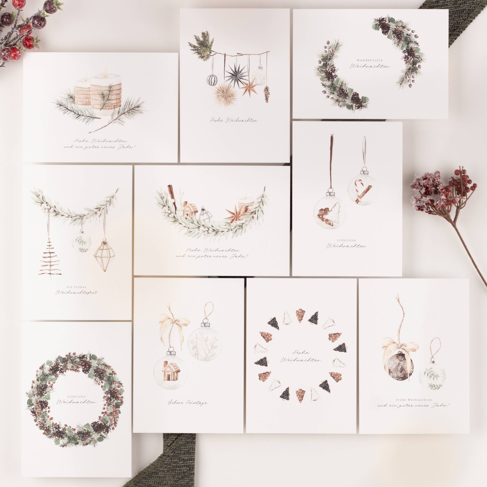 10 Weihnachtskarten Hygge Weihnachten Set, Strukturpapier